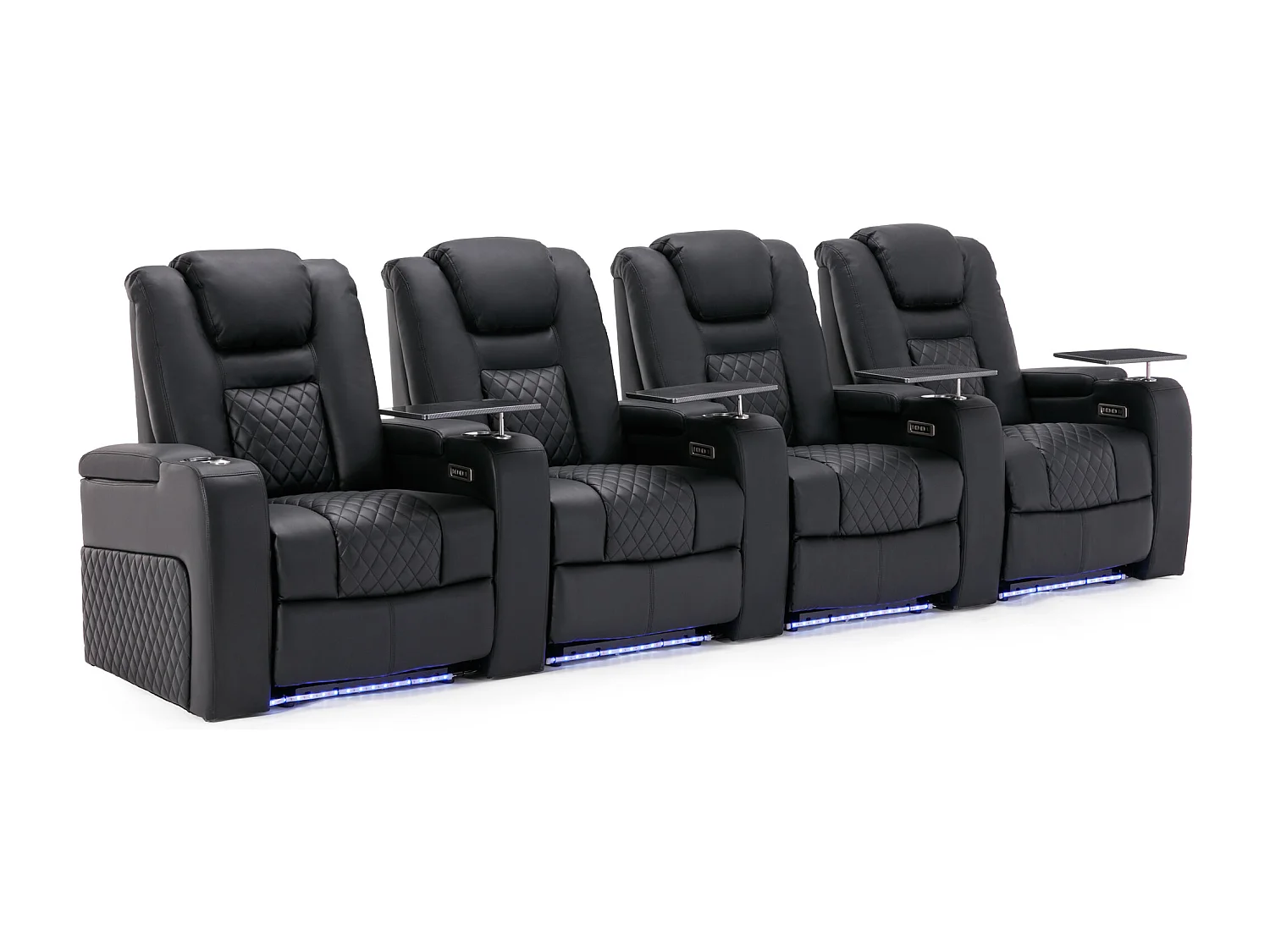 Broadway 4 Seater Cinema Electric Recliner Chair USB LED Base w Tray