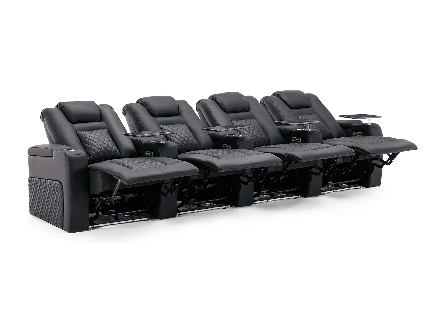 Broadway 4 Seater Cinema Electric Recliner Chair USB LED Base w Tray