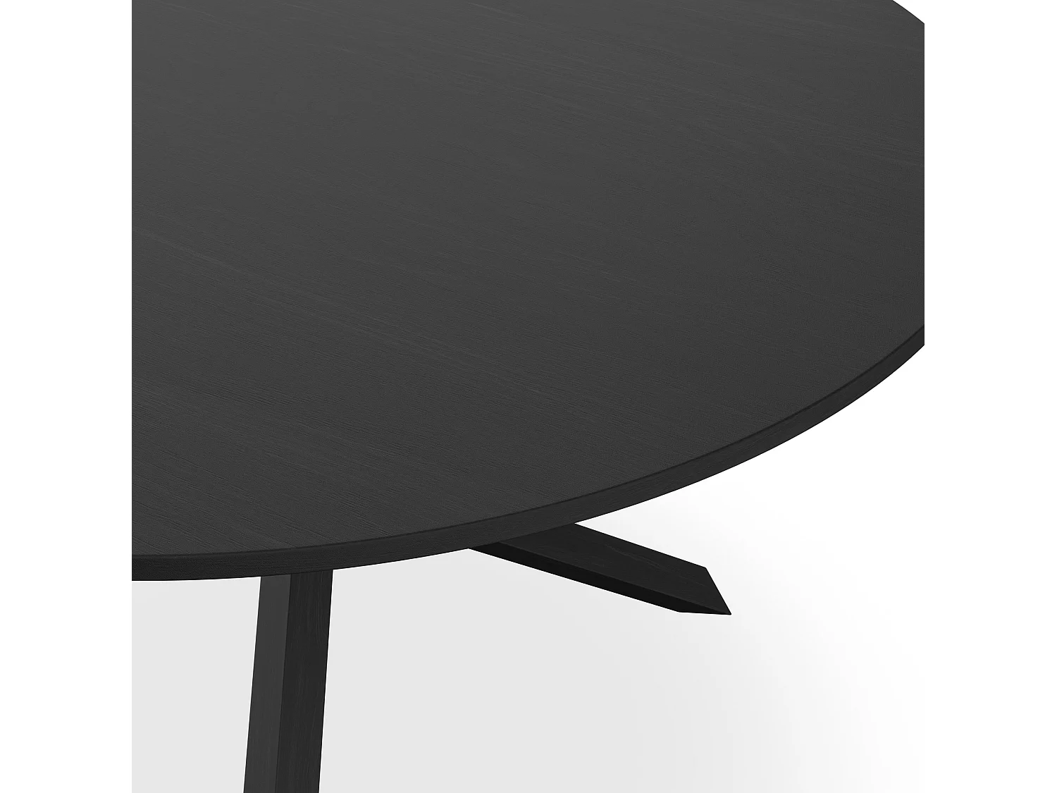 Malvern Round Dining Table And Chairs -  Black Table Top w Solid Oak Black Legs + Monza Fabric Dining Chair Set Of 6