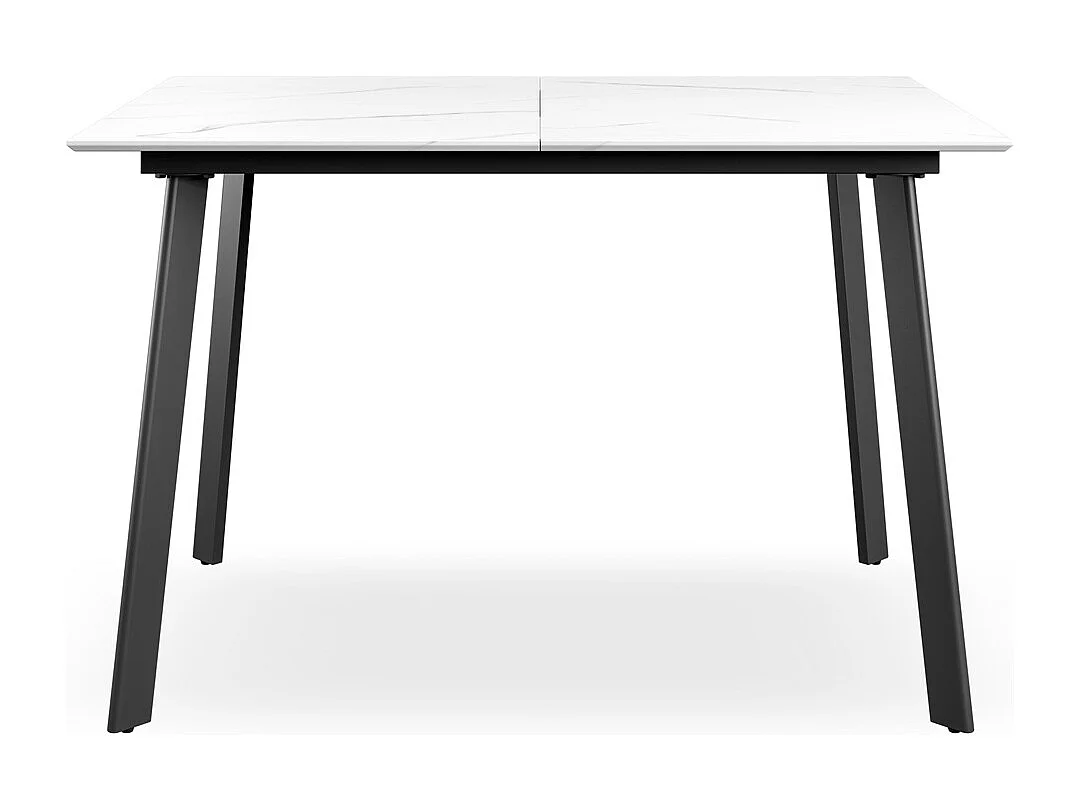 Haydon Extending Dining Table And Chairs- White Marble Effect Table Top w Black Legs + Anika Velvet  Dining Chair  Set Of 4