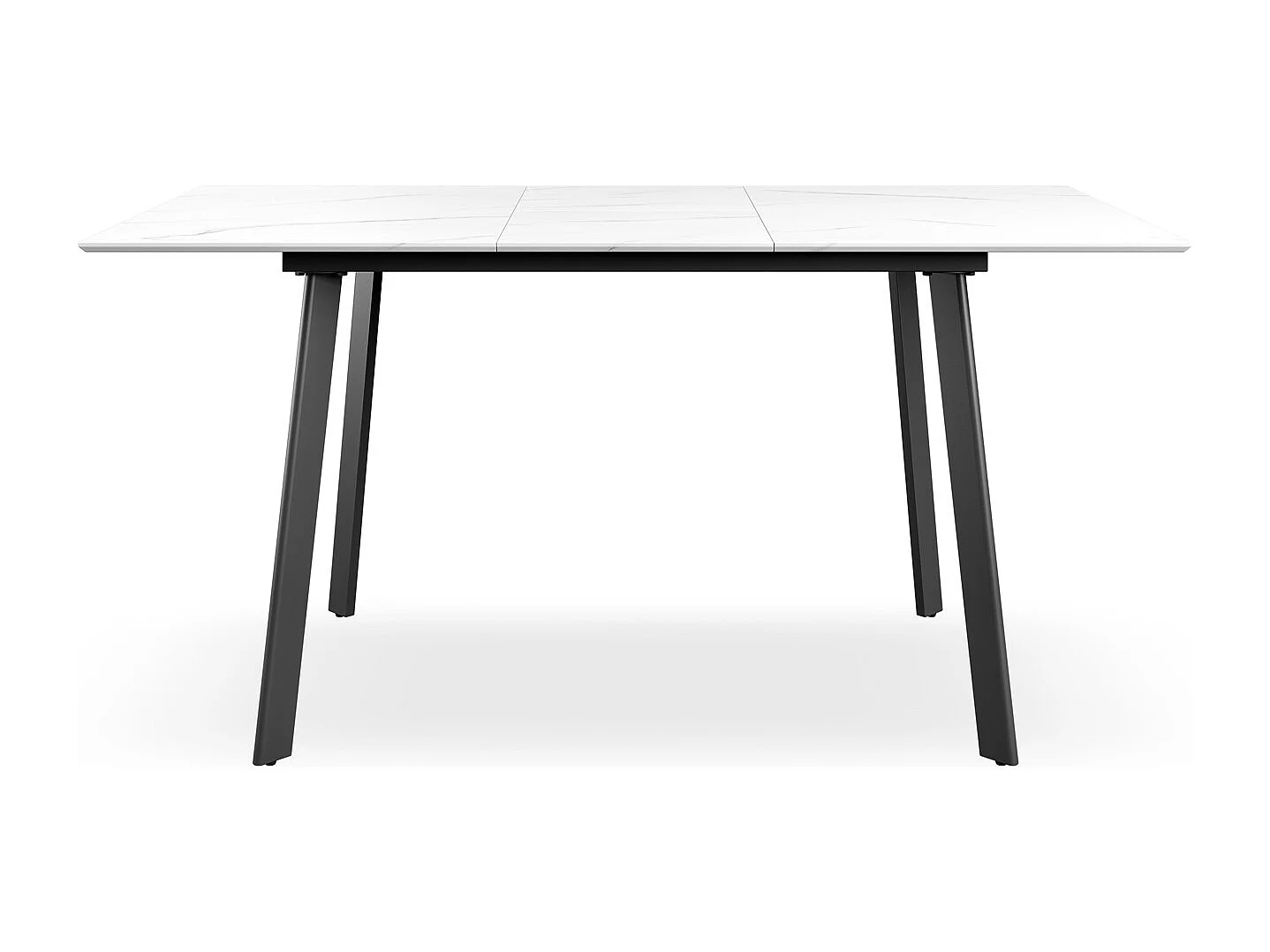 Haydon Extending Dining Table And Chairs- White Marble Effect Table Top w Black Legs + Anika Velvet  Dining Chair  Set Of 4