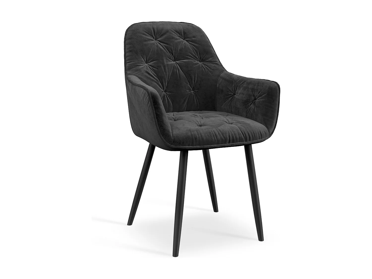 Malvern Round Dining Table And Chairs -  Oak Table Top w Solid Oak Black Legs + Anika Velvet Dining Chair Set Of 4