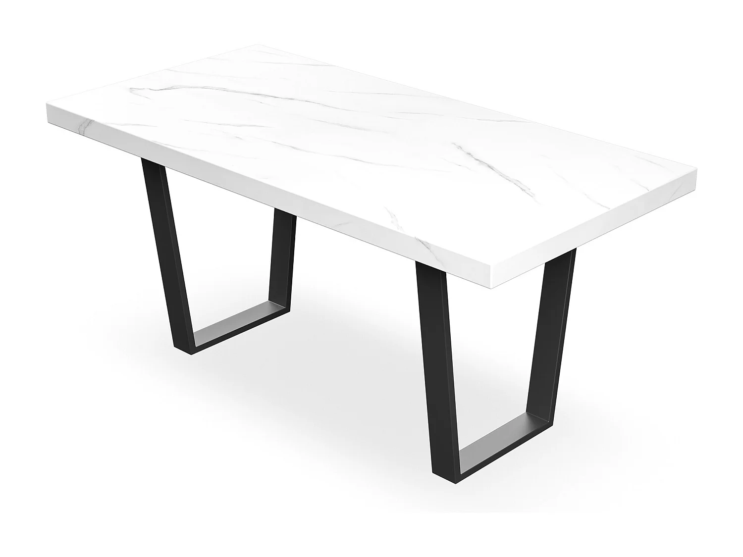 Aria Dining Table And Chairs -  White Marble Effect Table Top w Black Legs + Nova Faux Leather Dining Chair Set Of 6