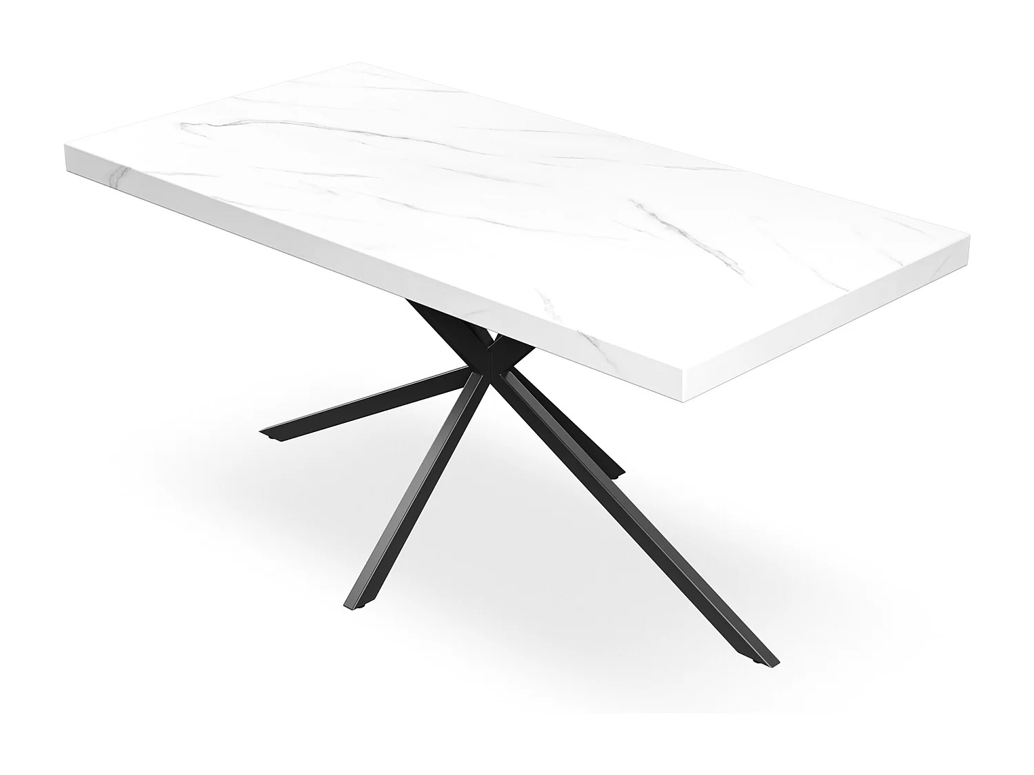 Donni Dining Table And Chairs -  White Marble Effect Table Top w Black Legs + Nova Faux Leather Dining Chair Set Of 6