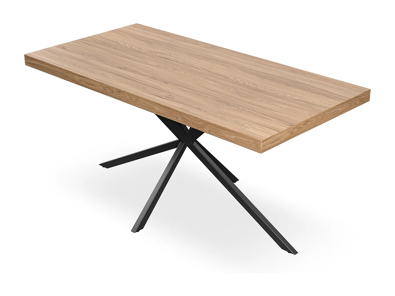 Donni Dining Table And Chairs -  Oak Effect Table Top w Black Legs + Nova Faux Leather Dining Chair Set Of 6