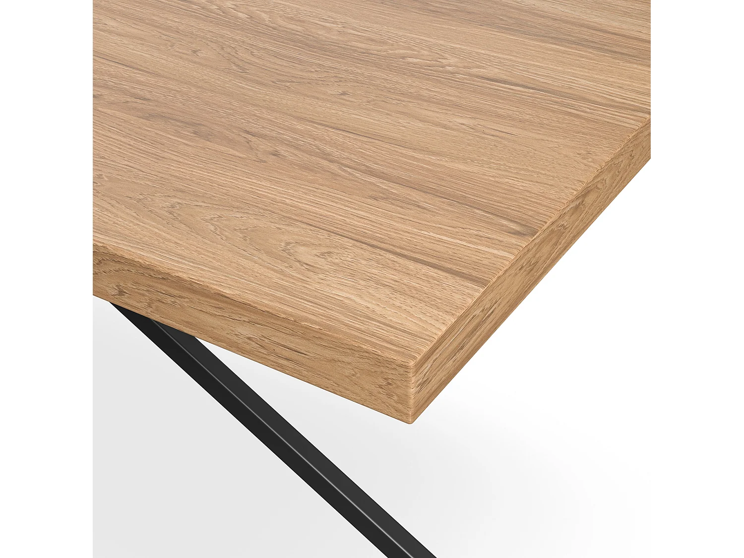 Donni Dining Table And Chairs -  Oak Effect Table Top w Black Legs + Nova Faux Leather Dining Chair Set Of 6