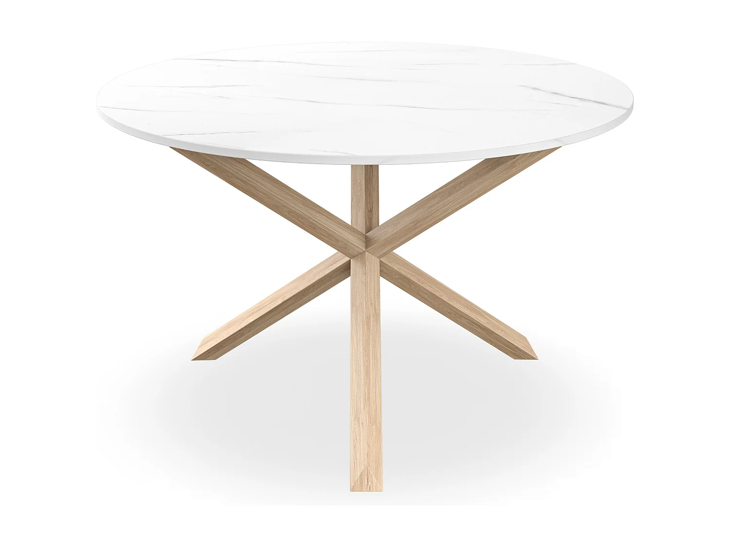 Malvern Round Dining Table And Chairs -  Marble Table Top w Solid Oak Legs + Nova Velvet Dining Chair Set Of 6