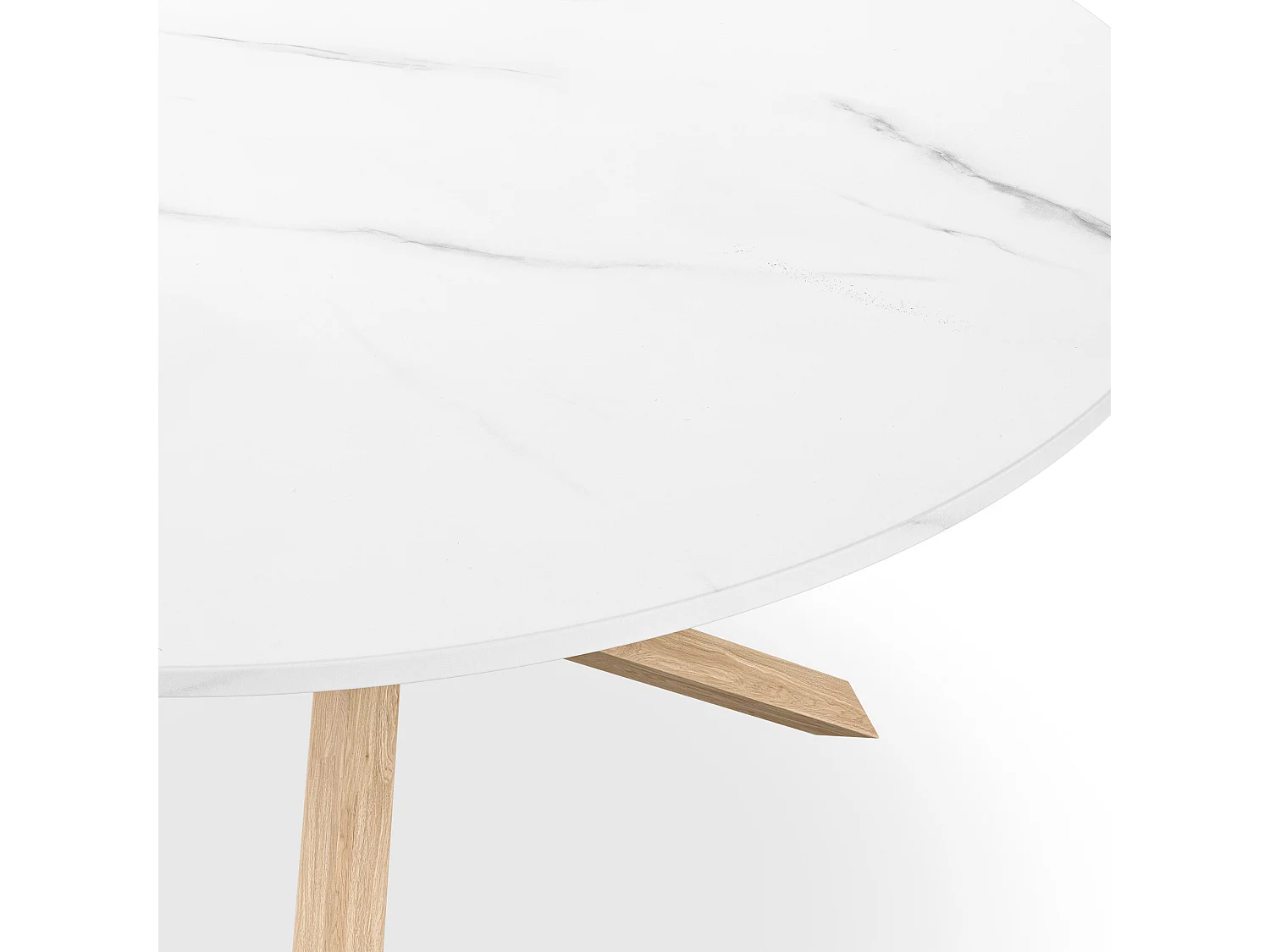 Malvern Round Dining Table And Chairs -  Marble Table Top w Solid Oak Legs + Nova Velvet Dining Chair Set Of 6