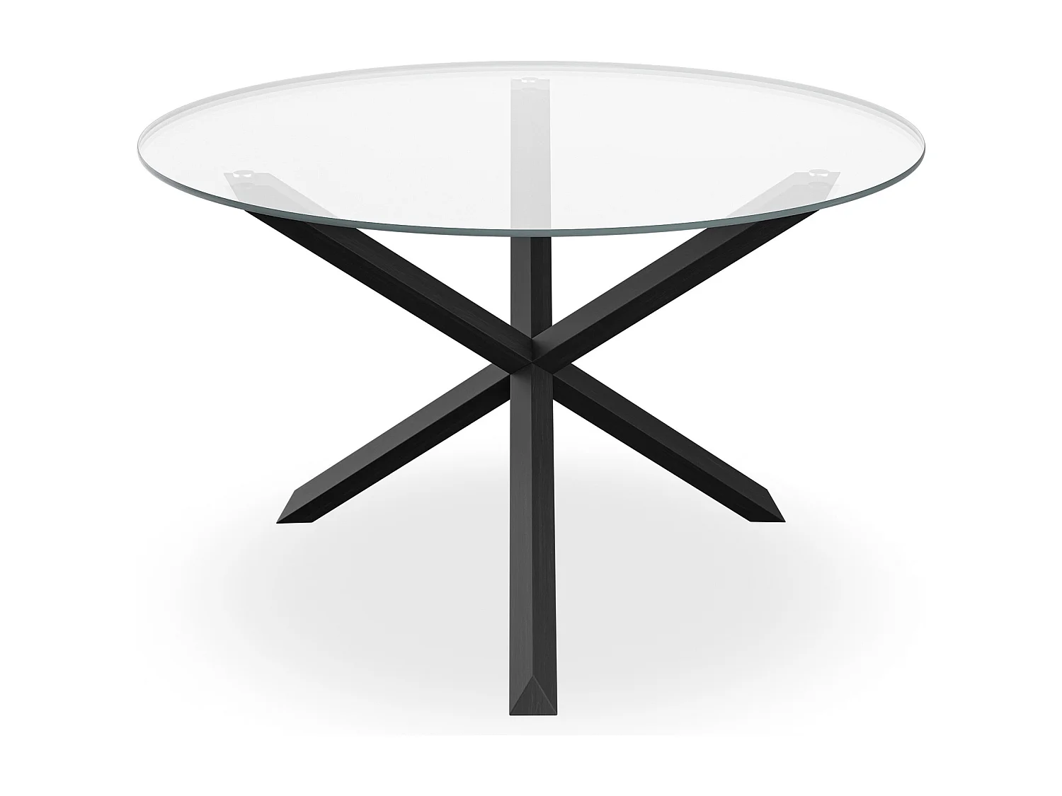 Malvern Round Dining Table And Chairs -  Clear Glass Table Top w Solid Oak Black Legs + Nova Velvet Dining Chair Set Of 6