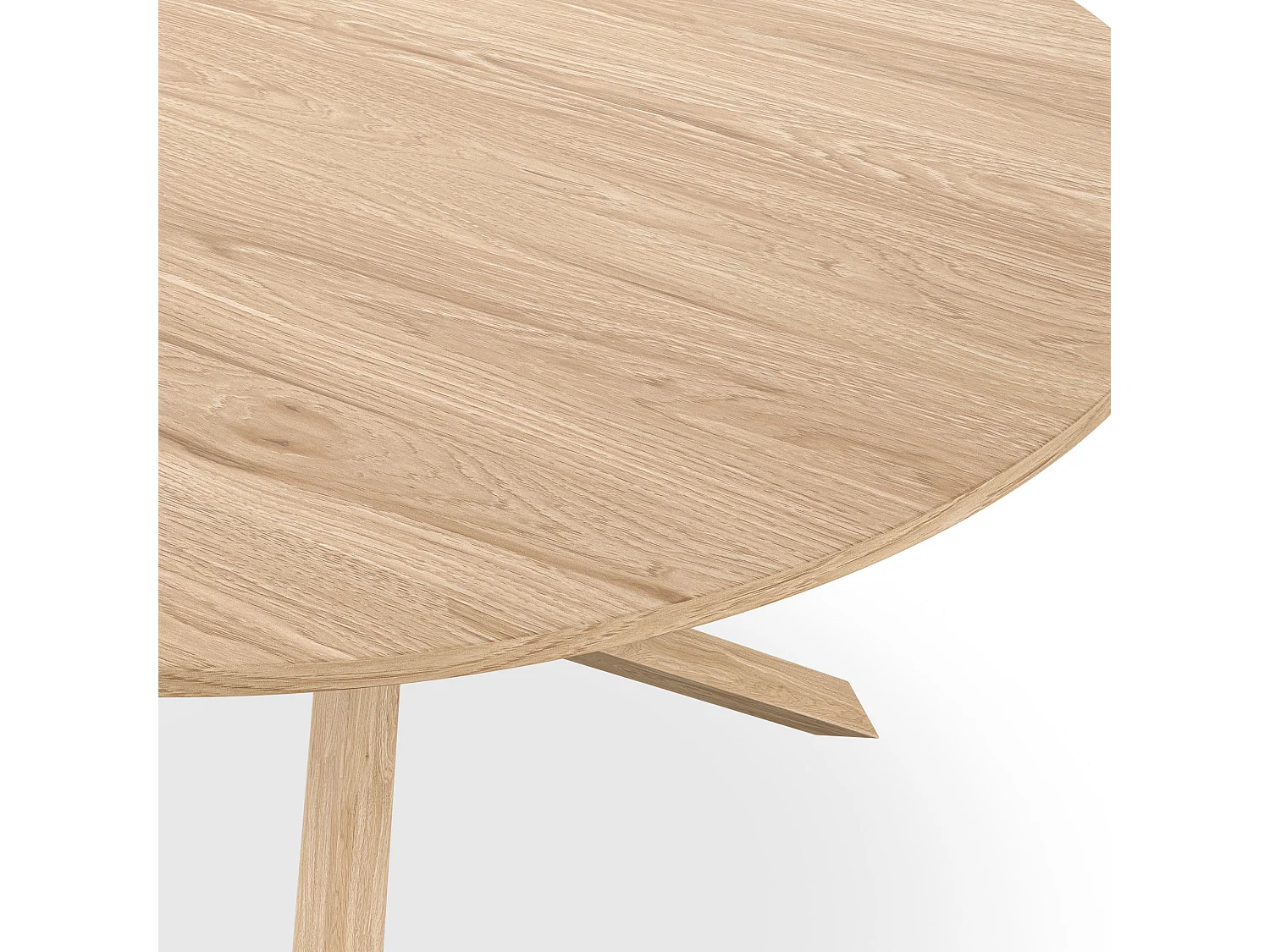 Malvern Round Dining Table And Chairs -  Oak Table Top w Solid Oak Legs + Monza Fabric Dining Chair Set Of 4