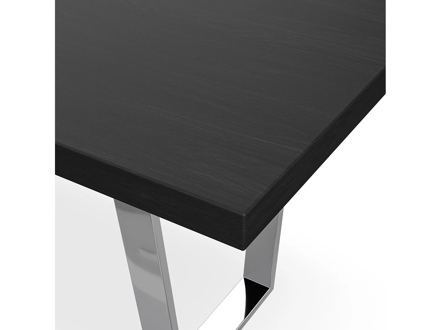 Aria Dining Table And Chairs -  Black Table Top w Chrome Legs + Monza Faux Leather Dining Chair w Chrome Legs Set Of 6
