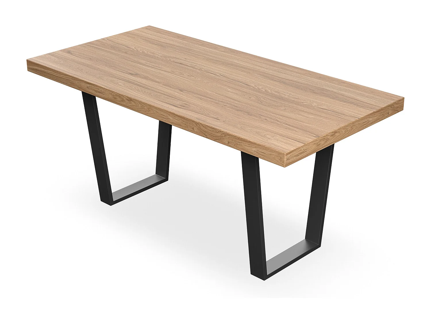 Aria Dining Table And Chairs -  Oak Effect Table Top w Black Legs + Nova Faux Leather Dining Chair Set Of 6