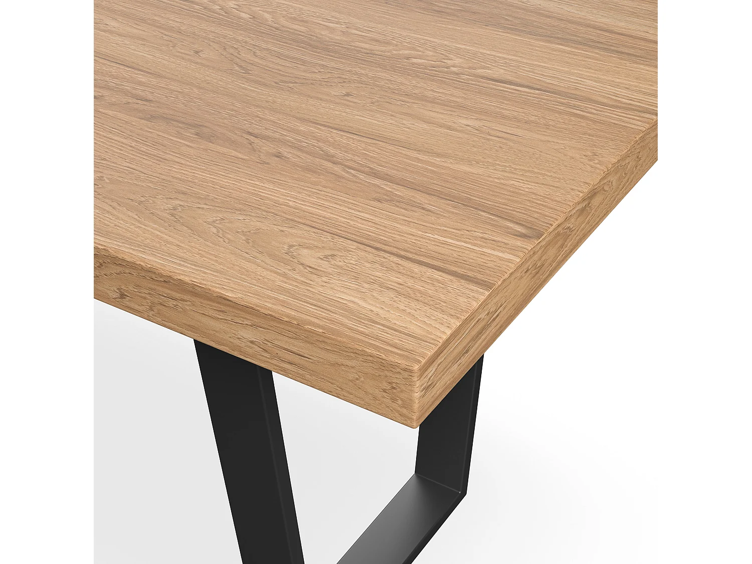 Aria Dining Table And Chairs -  Oak Effect Table Top w Black Legs + Nova Faux Leather Dining Chair Set Of 6