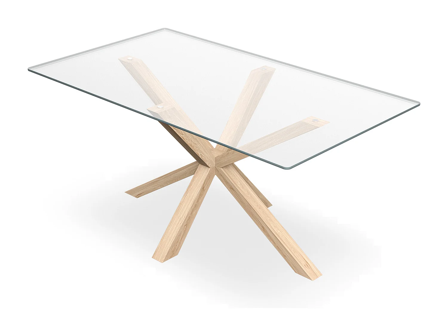 Etta Glass Dining Table And Chairs - Glass Top w Solid Oak Legs + Monza Faux Leather Dining Chair Set Of 4