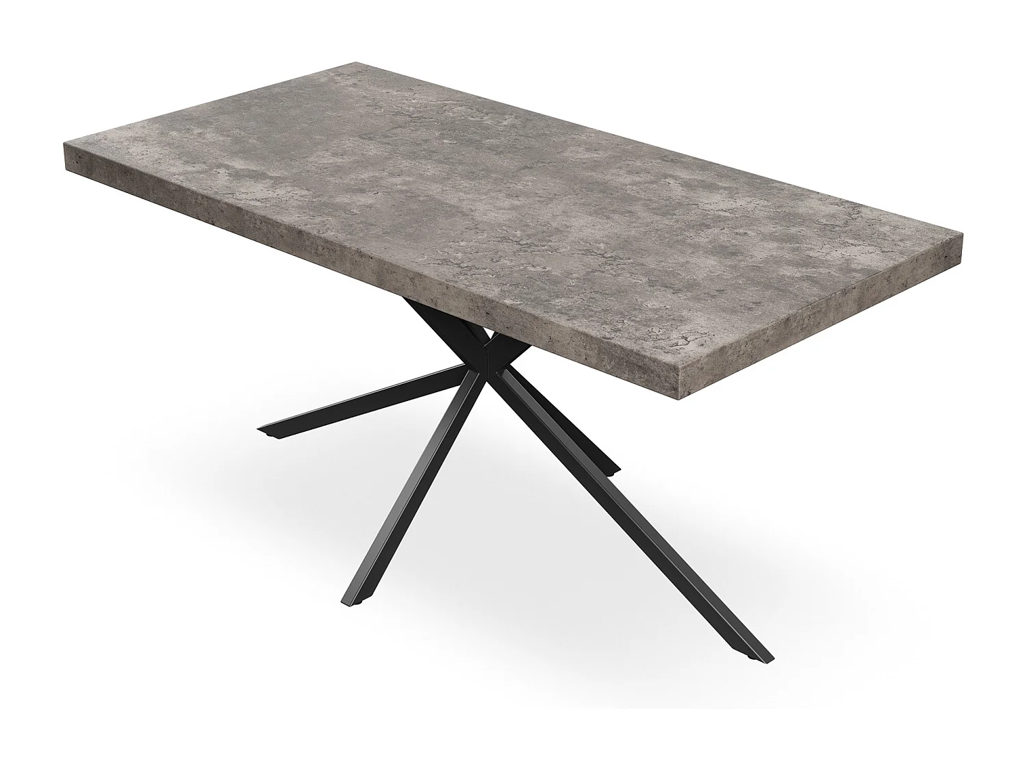 Donni Dining Table And Chairs -  Concrete Effect Table Top w Black Legs + Nova Faux Leather Dining Chair Set Of 6
