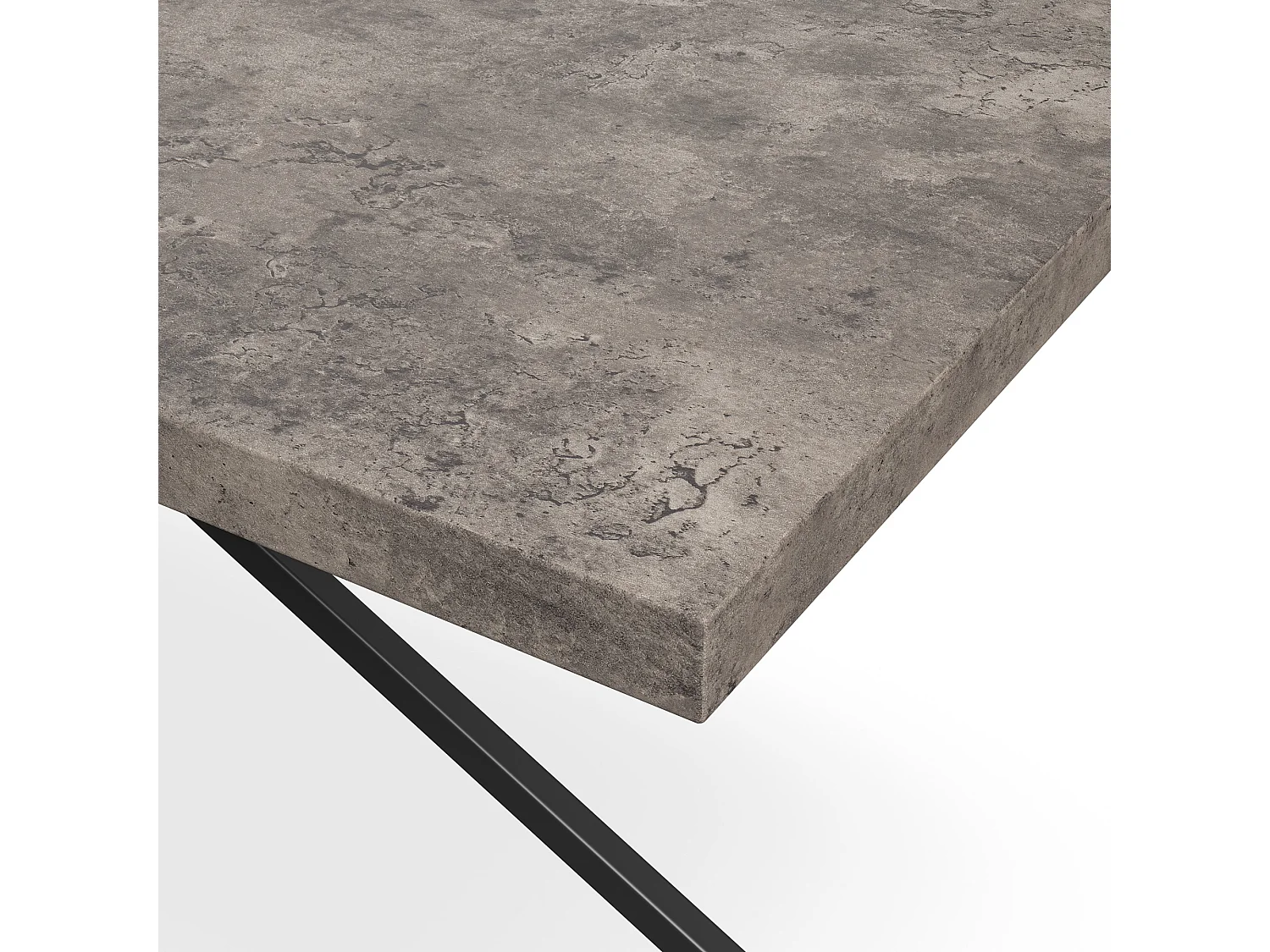 Donni Dining Table And Chairs -  Concrete Effect Table Top w Black Legs + Nova Faux Leather Dining Chair Set Of 6