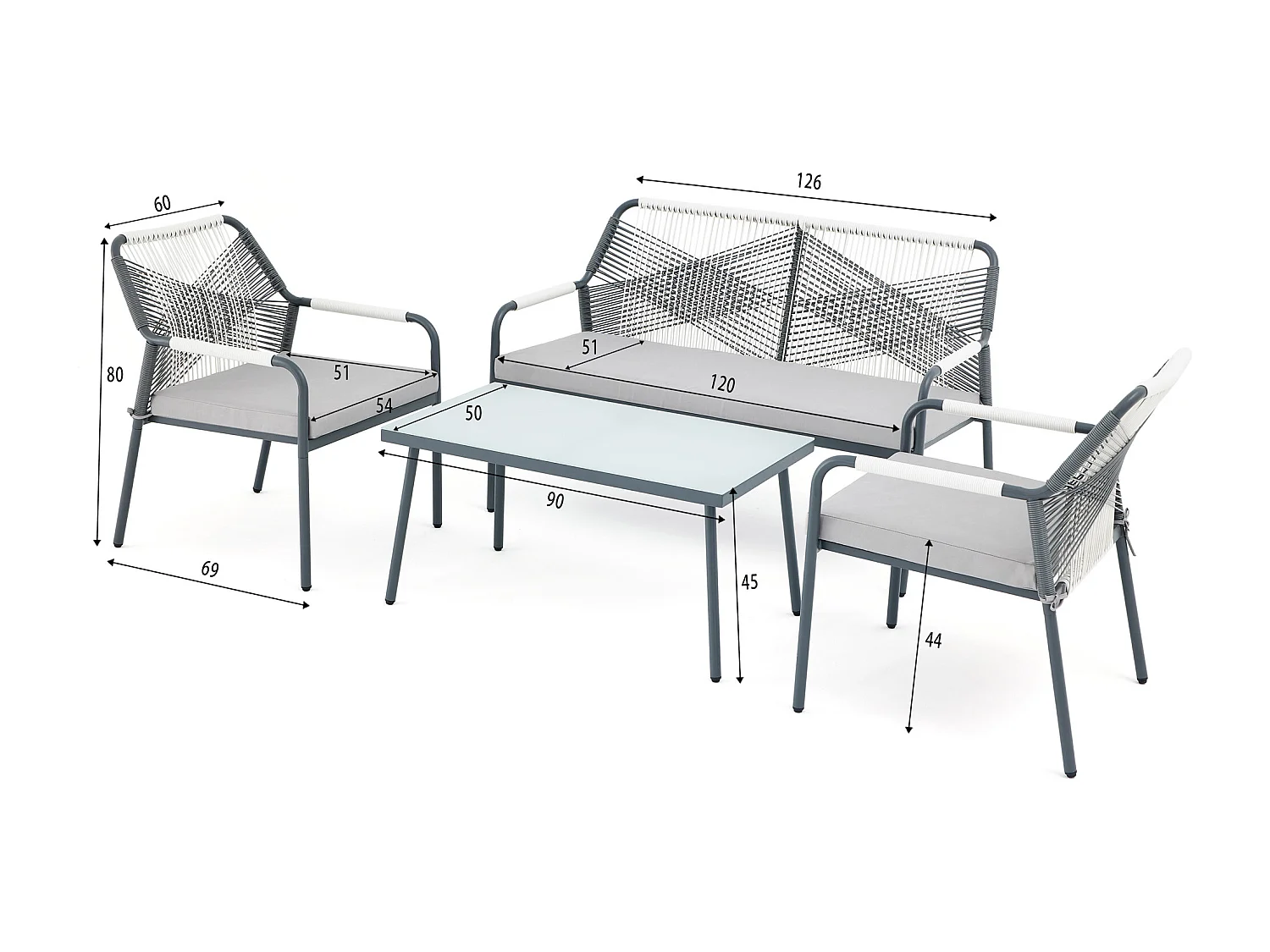 Lagos Garden Sofa Set 4 Seater Corner Sofa with Glass Table and Cover