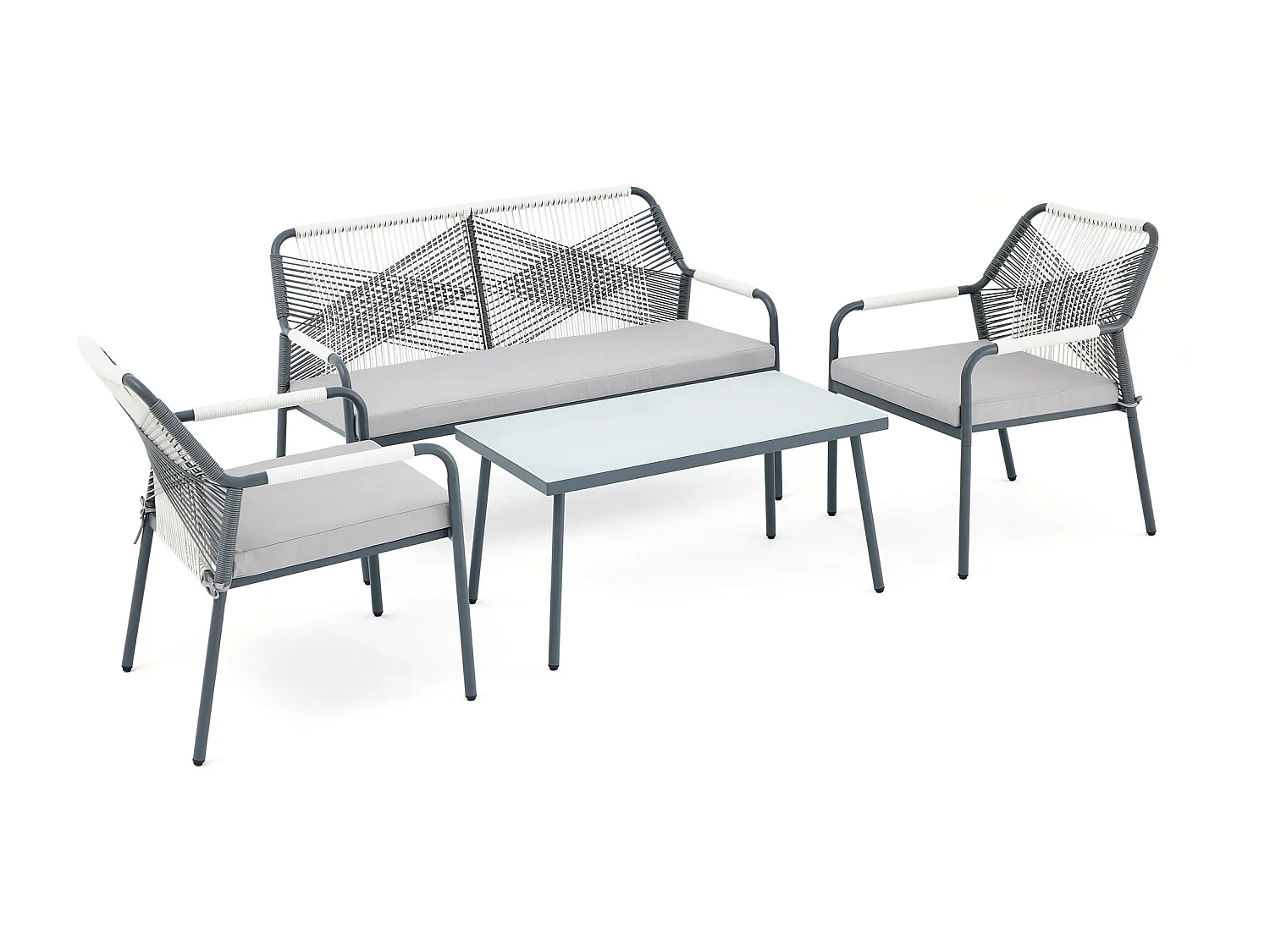 Lagos Garden Sofa Set 4 Seater Outdoor Corner Sofa with Glass Table