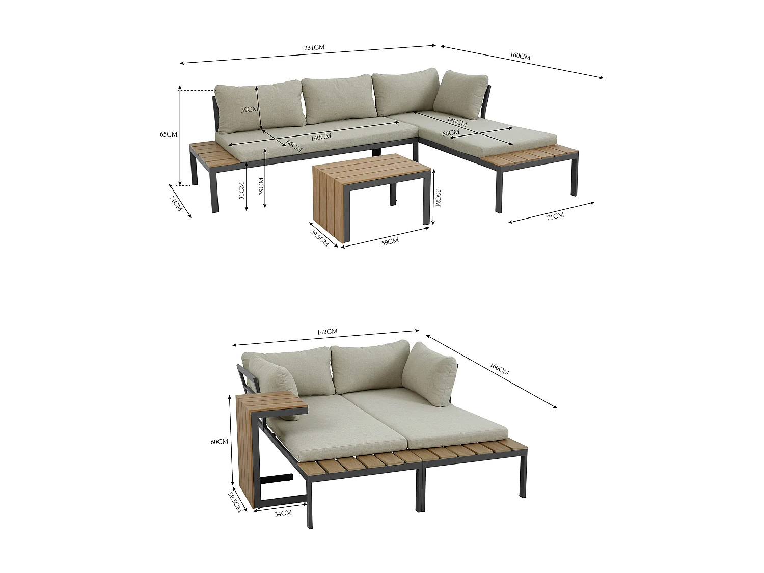 Tampa Garden Corner Sofa Outdoor Sofa Set with Table