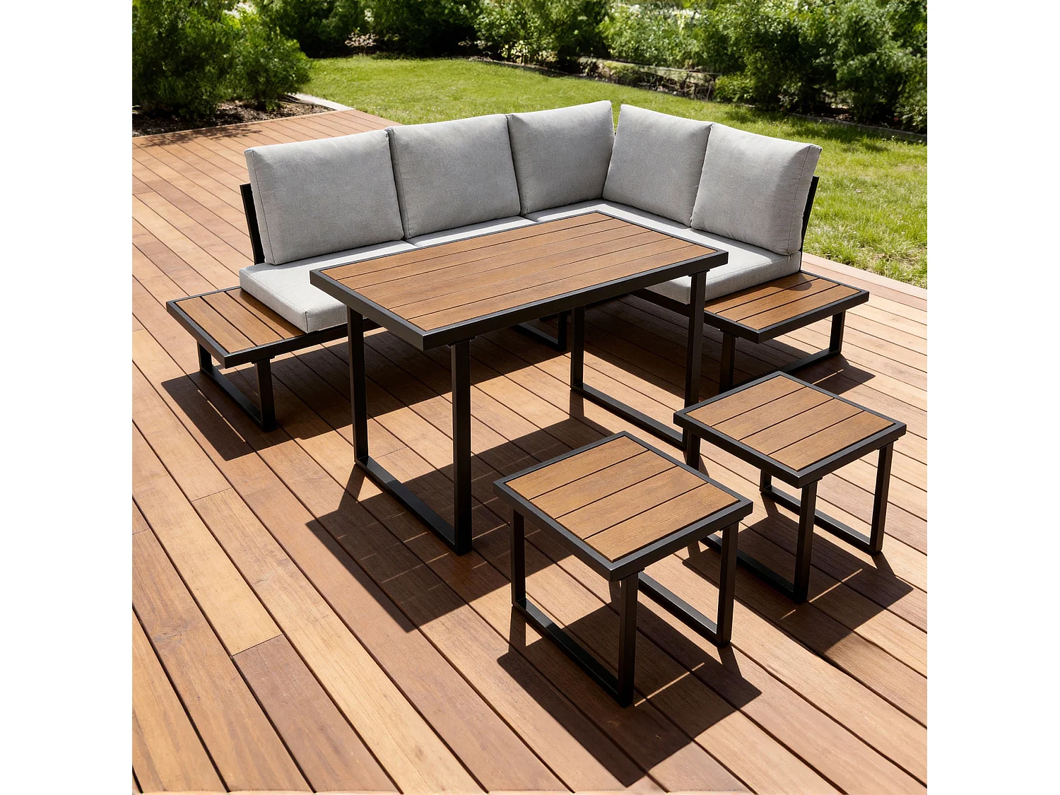 Amalfi Garden Dining Set 6 Seater Corner Dining Furniture with Table