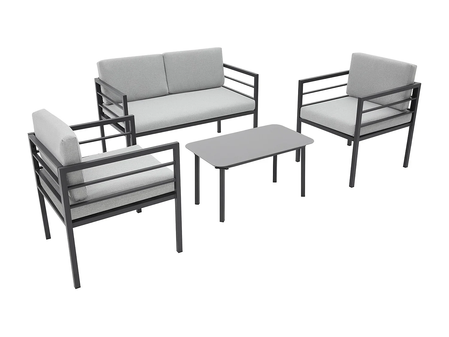 Rhodes Garden Sofa Set 4 Seater Garden Furniture Set with Glass Table