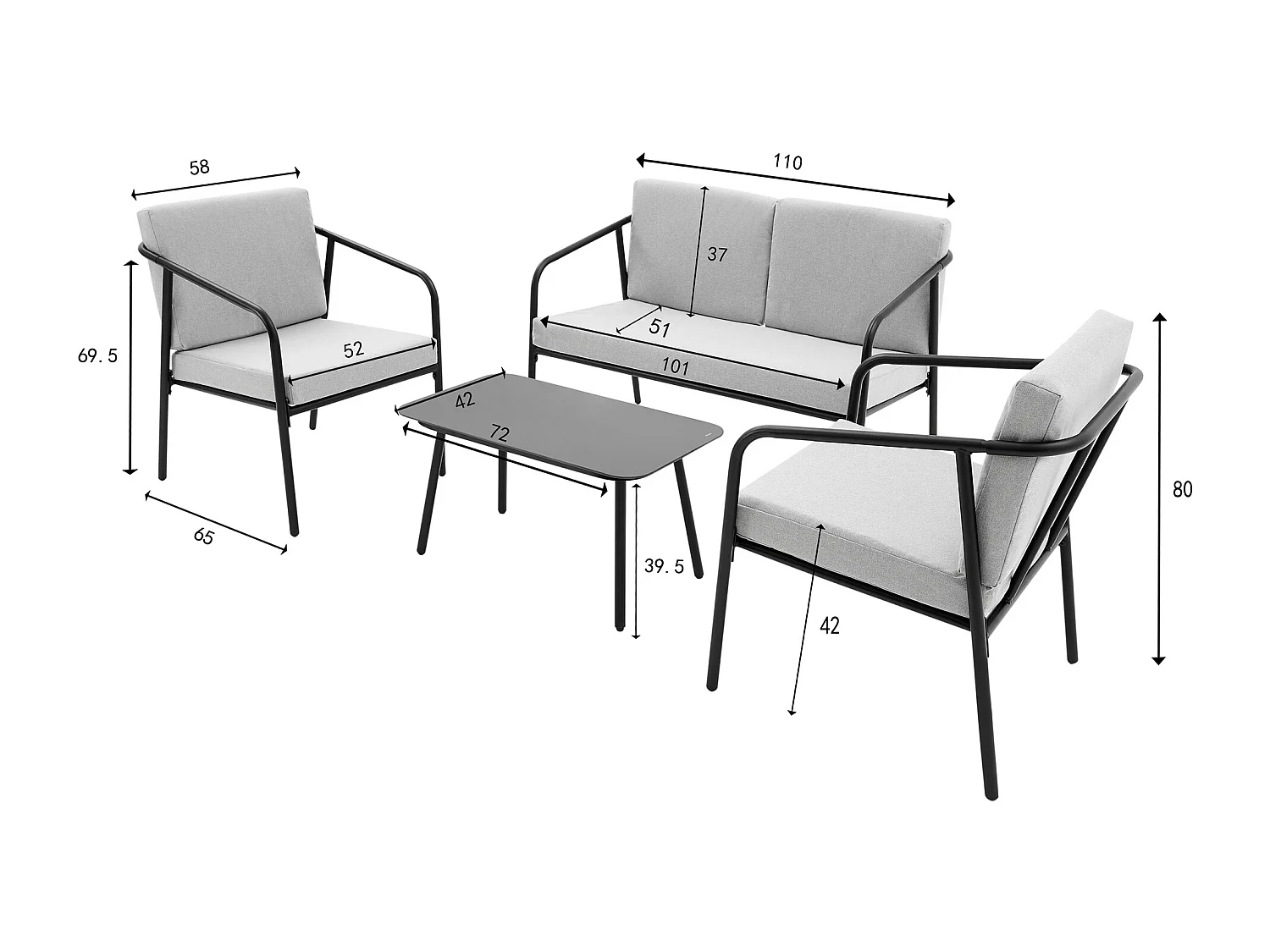 Malibu Garden Sofa Set 4 Seater Outdoor Corner Sofa with Glass Table