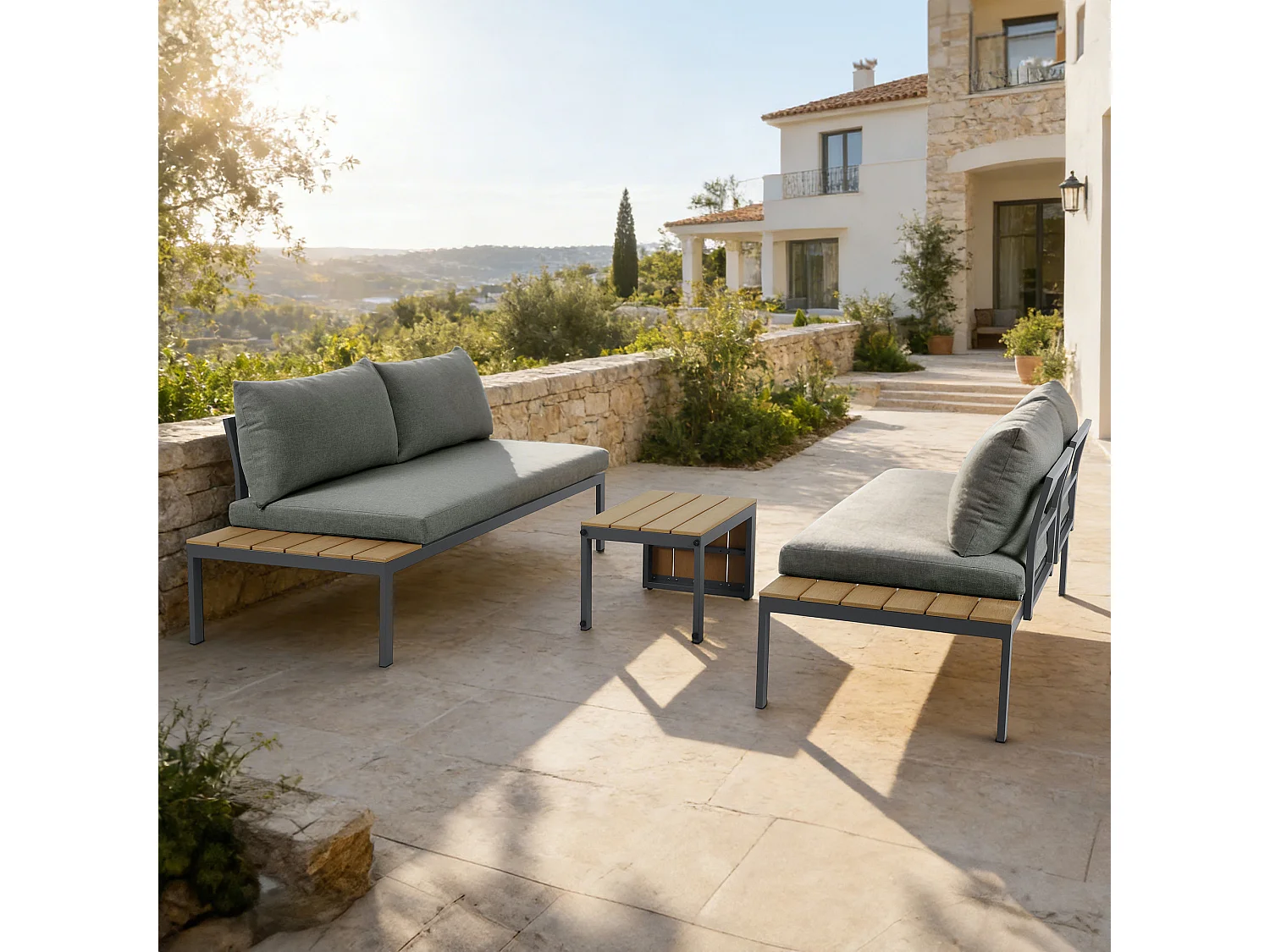 Tampa Garden Corner Sofa Outdoor Sofa Set with Table