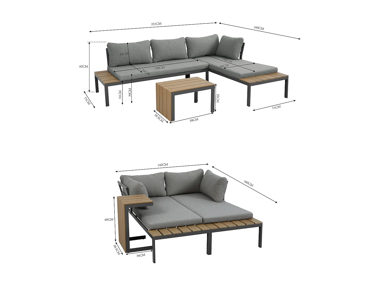 Tampa Garden Corner Sofa Outdoor Sofa Set with Table