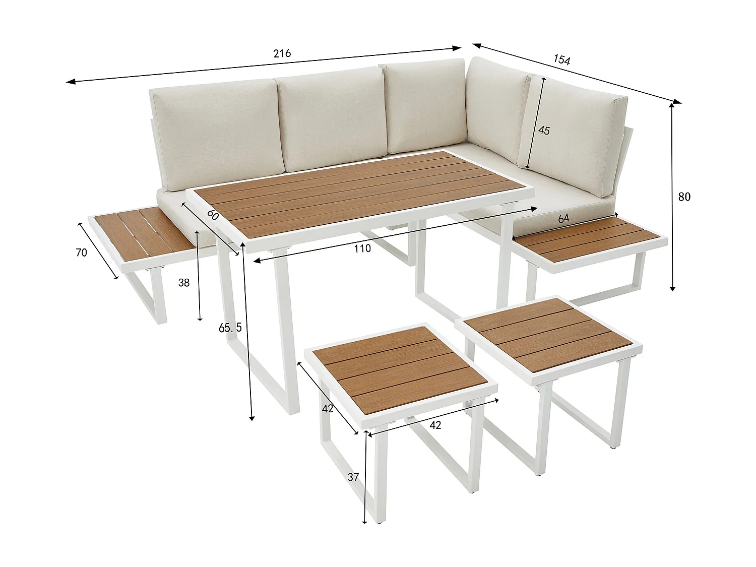 Amalfi Garden Dining Set 6 Seater Corner Dining Furniture with Table