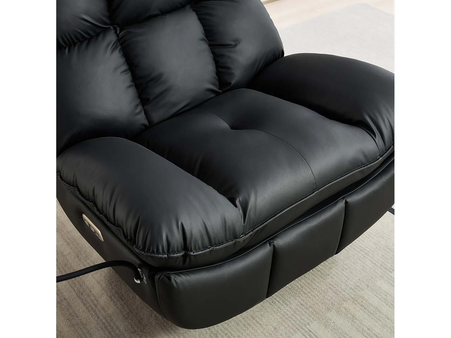 Chicago Faux Leather Swivel & Rocker Electric Recliner Chair Black