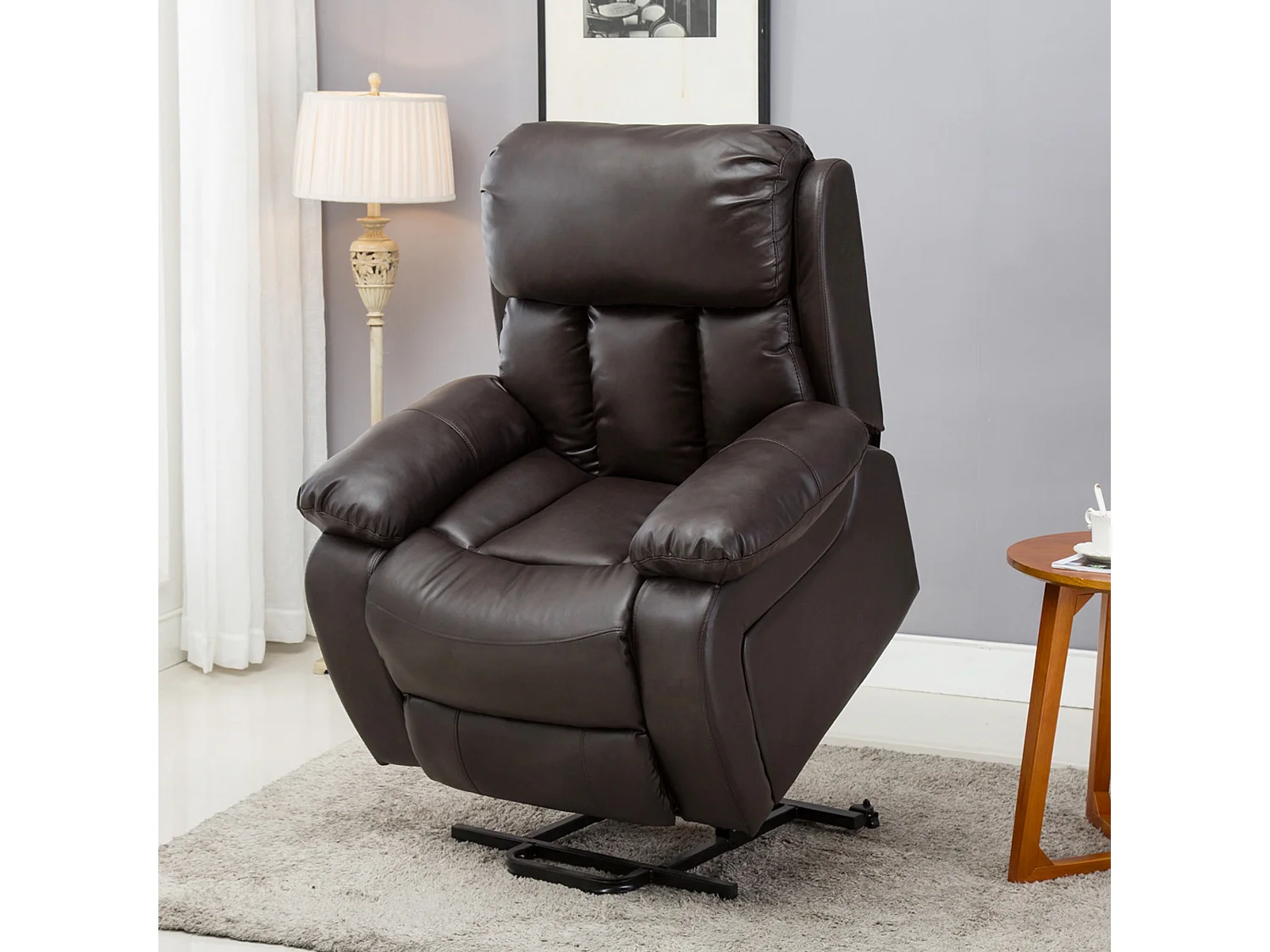 Chester Single Motor Rise Recliner Bonded Leather Heat & Massage Chair