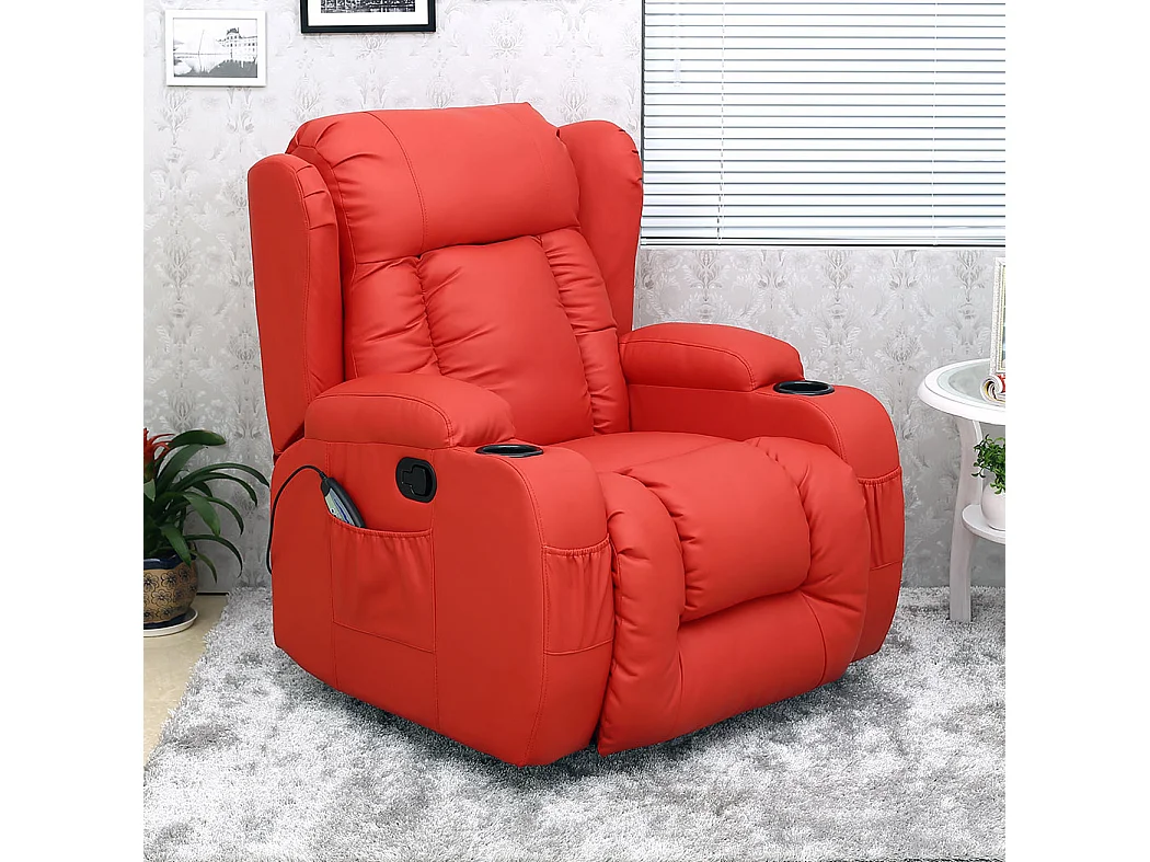 Caesar Bonded Leather Recliner Rocking Swivel Heat & Massage Chair