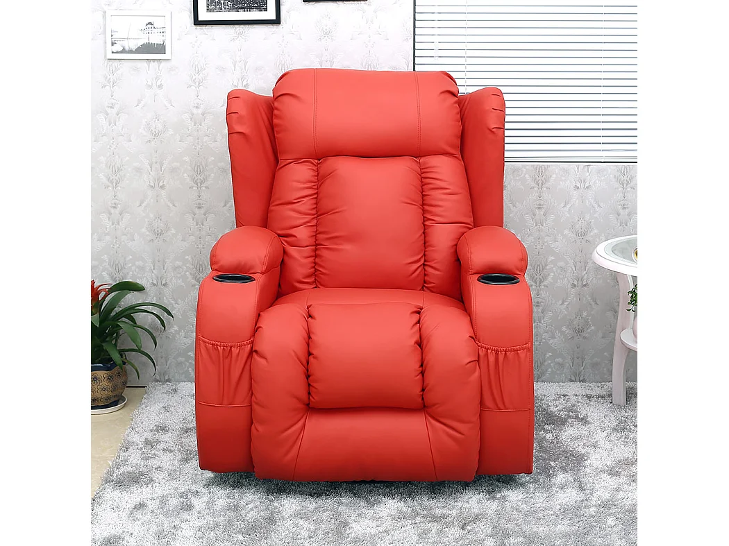 Caesar Bonded Leather Recliner Rocking Swivel Heat & Massage Chair