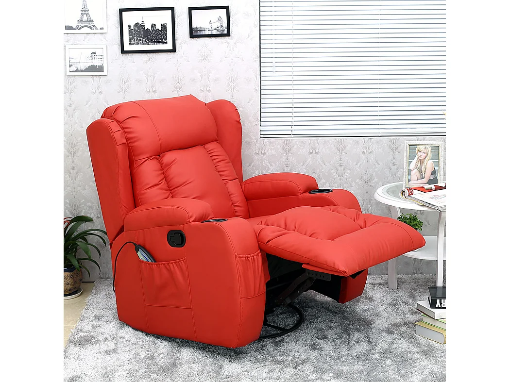 Caesar Bonded Leather Recliner Rocking Swivel Heat & Massage Chair