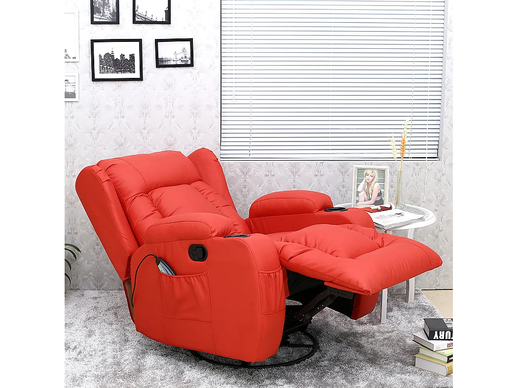 Caesar Bonded Leather Recliner Rocking Swivel Heat & Massage Chair