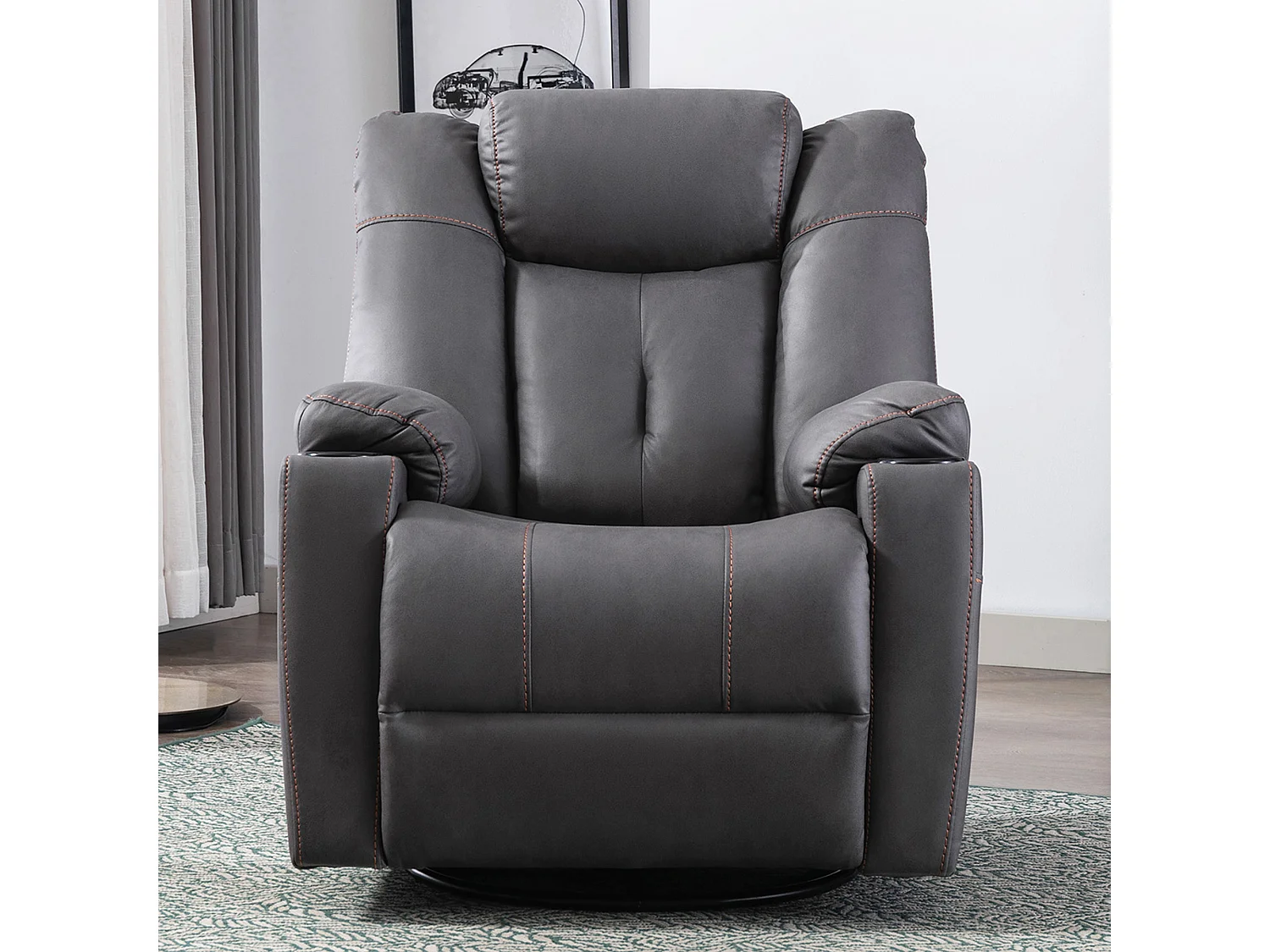 Afton Technology Fabric Recliner Rocking Swivel Cinema Sofa Chair