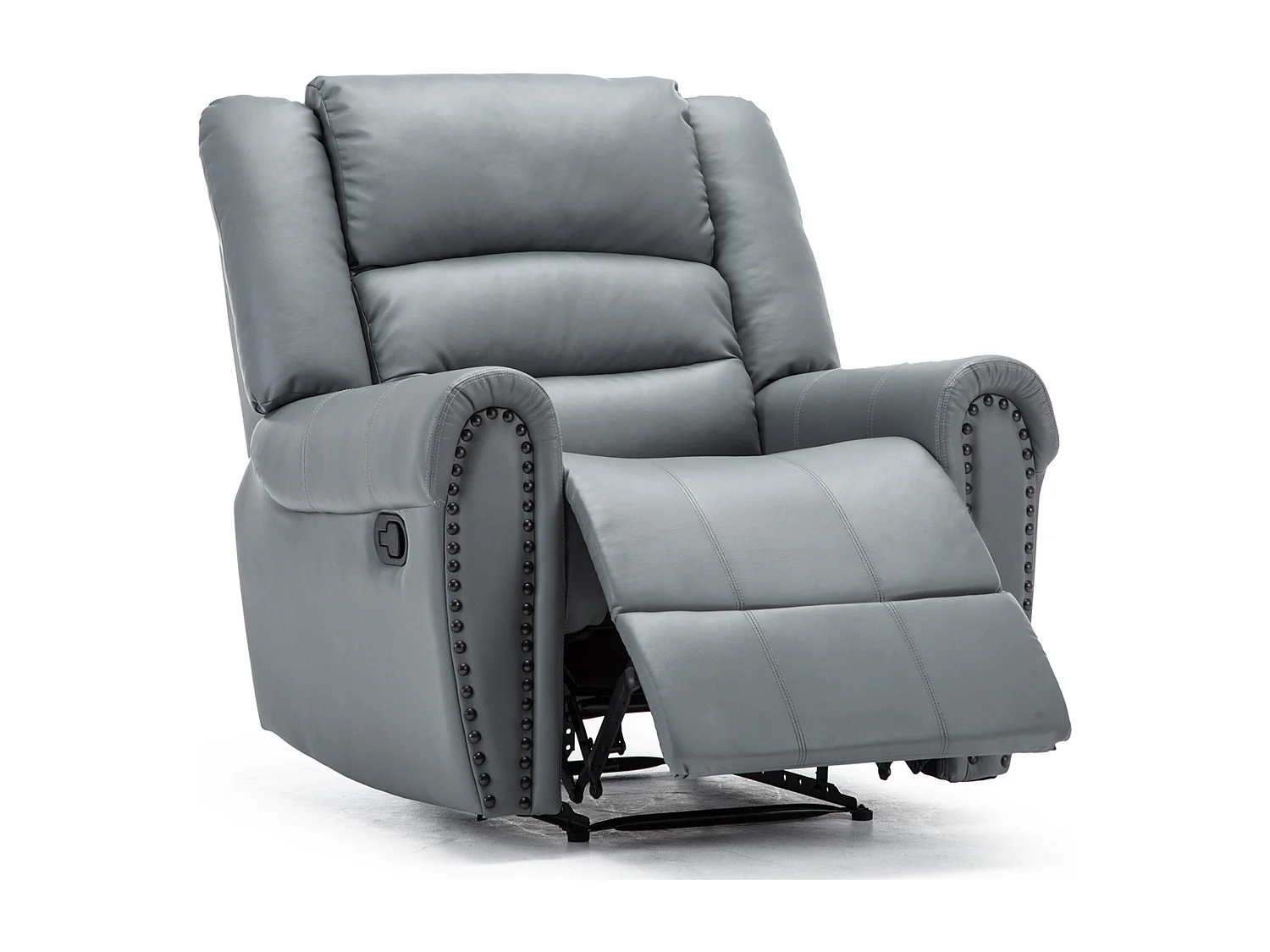 Denver Bonded Leather Manual Recliner Stud Sofa Home Lounge Chair