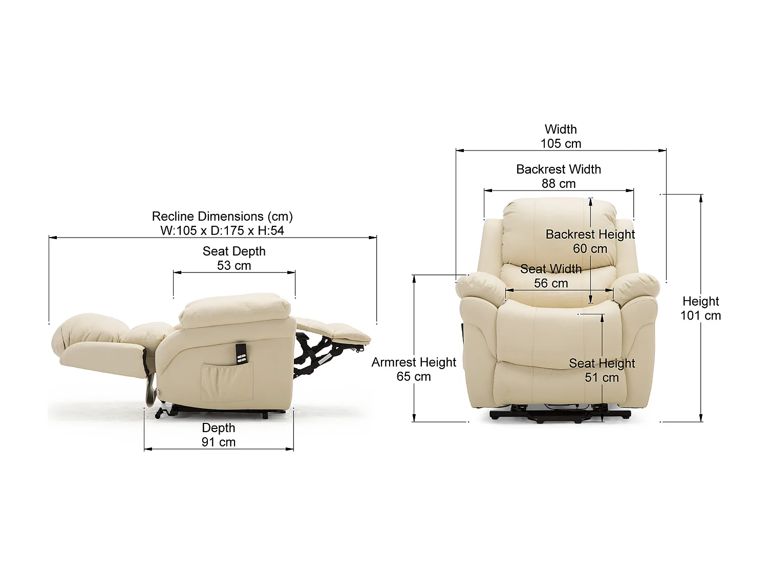 Madison Dual Motor Electric Rise Recliner Bonded Leather Lift Chair