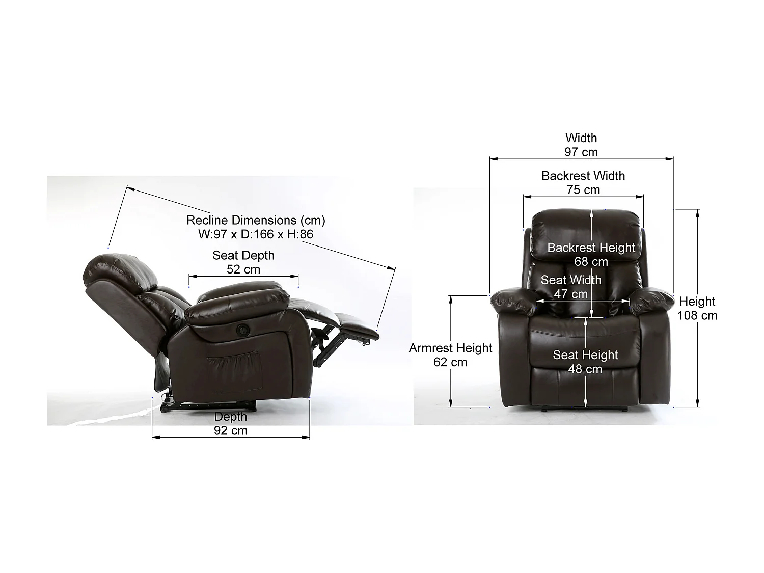 Chester Electric Bonded Leather Automatic Recliner Heat & Massage Chair
