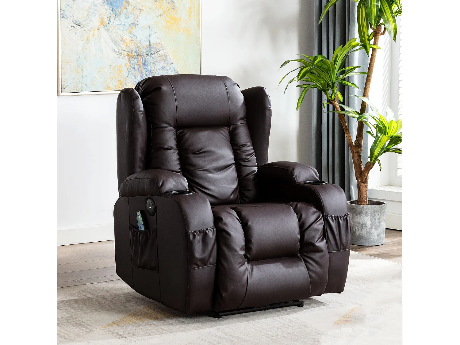 Caesar Electric Bonded Leather Automatic Recliner Heat & Massage Chair