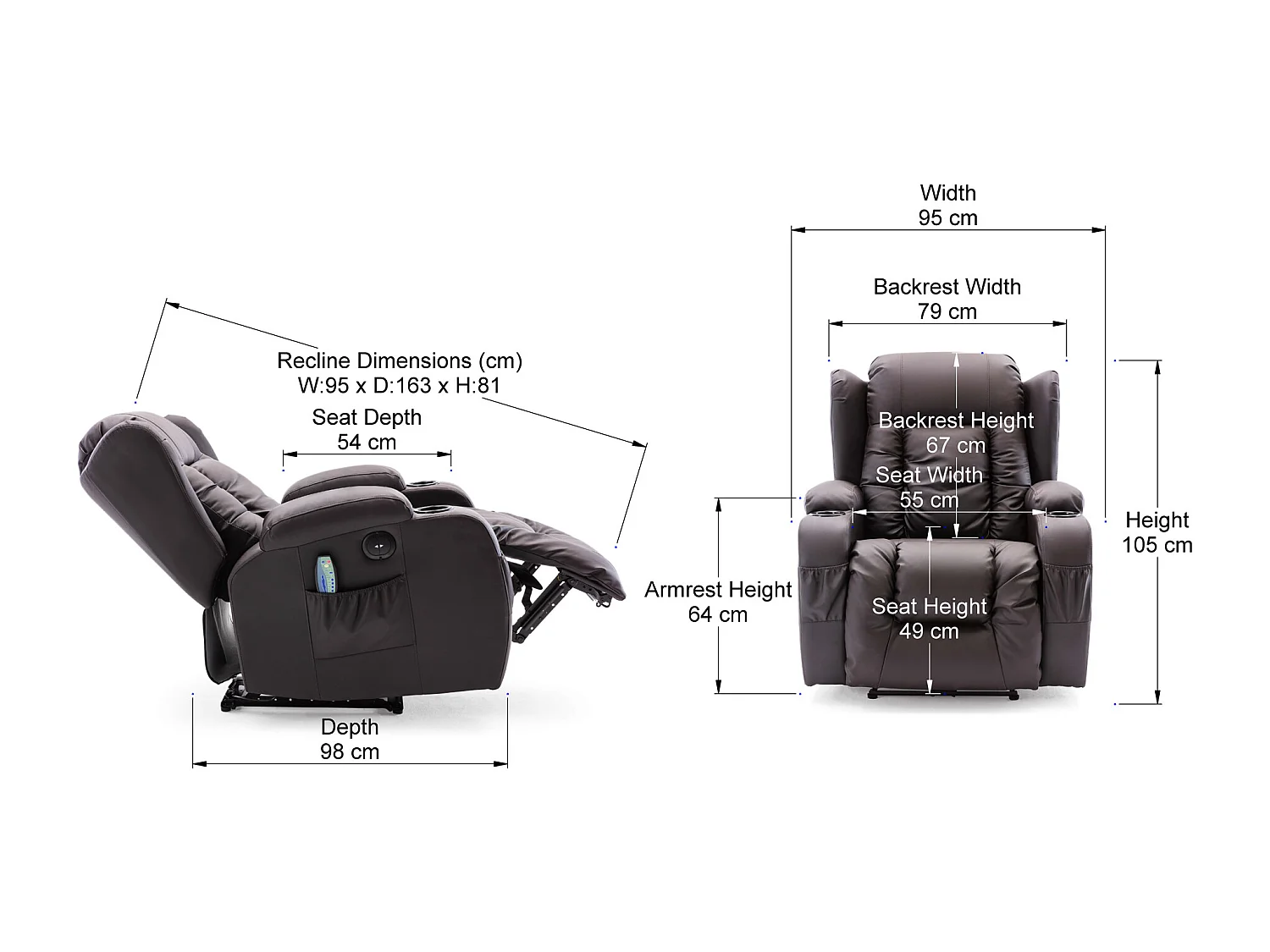 Caesar Electric Bonded Leather Automatic Recliner Heat & Massage Chair