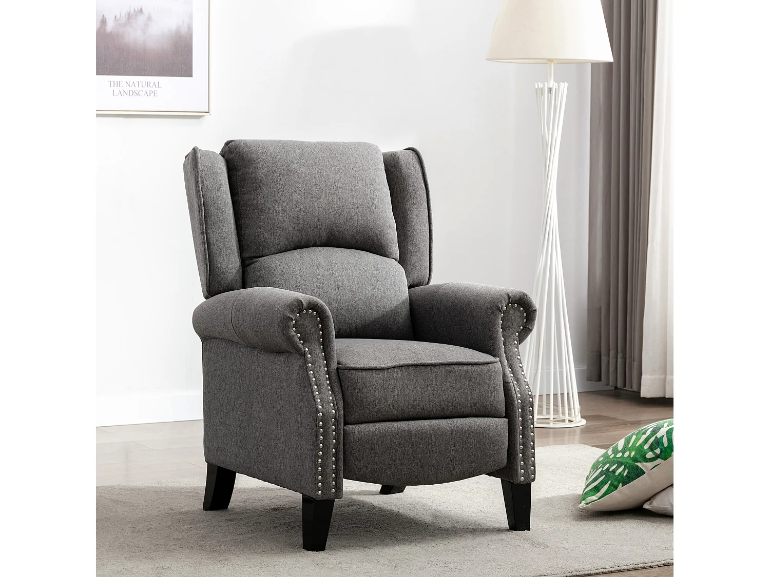 Charlotte Modern Fabric Pushback Recliner Sofa Accent Chair