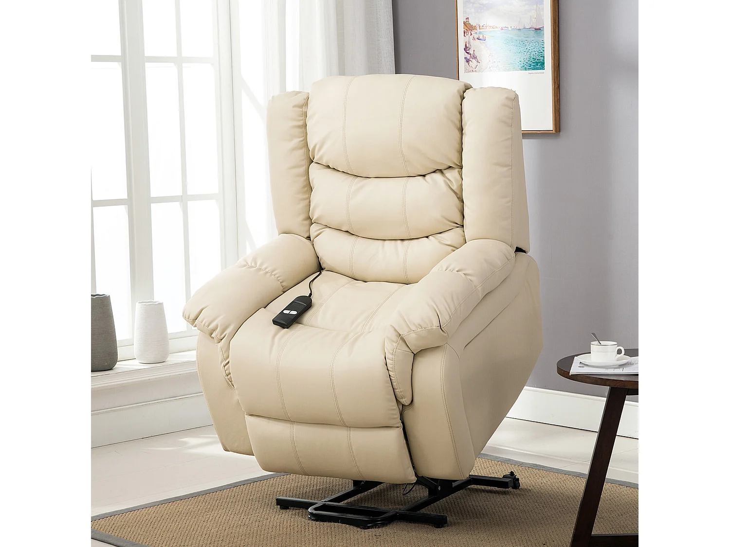 Seattle Electric Single Motor Rise Recliner Bonded Leather Chair