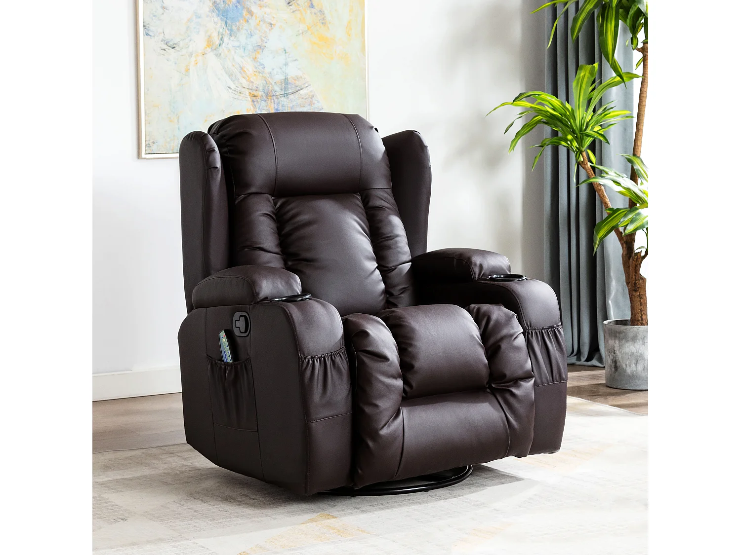 Caesar Bonded Leather Recliner Rocking Swivel Heat & Massage Chair