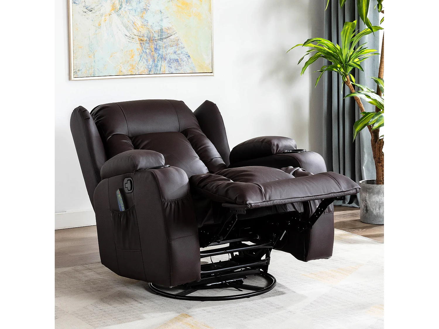 Caesar Bonded Leather Recliner Rocking Swivel Heat & Massage Chair