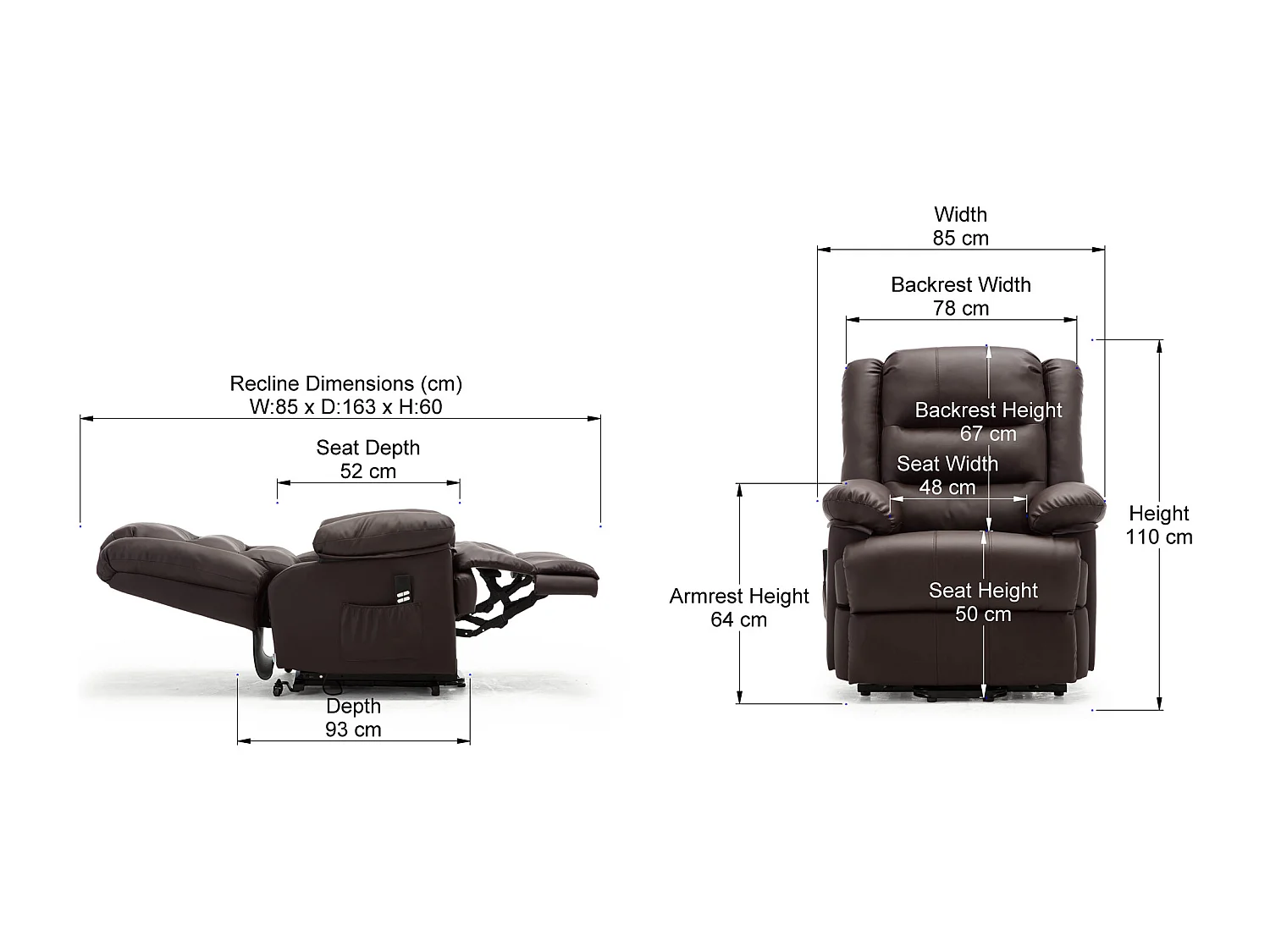 Loxley Dual Motor Electric Rise Recliner Bonded Leather Lift Chair