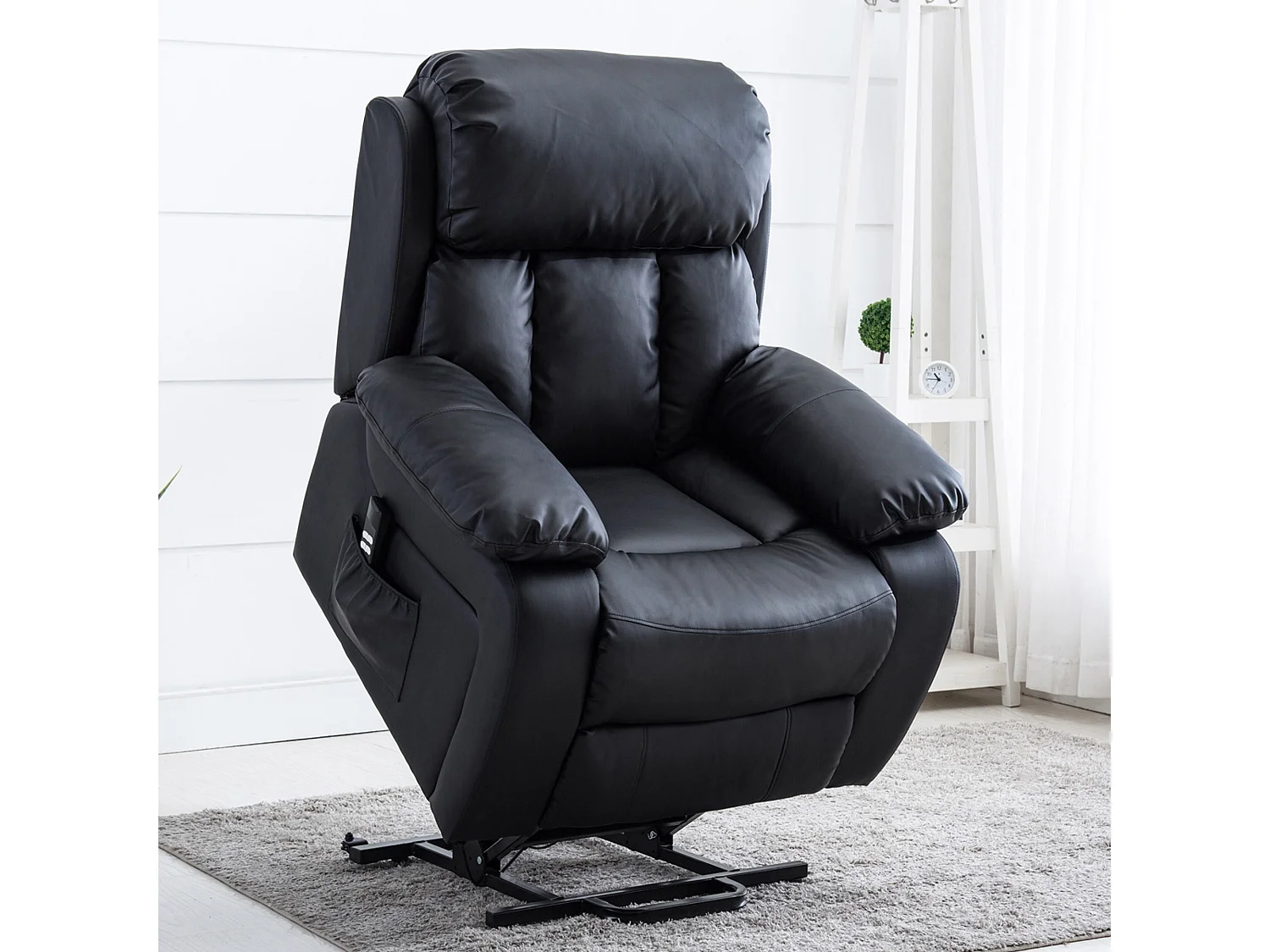 Chester Dual Motor Rise Recliner Heat and Massage Bonded Leather Chair