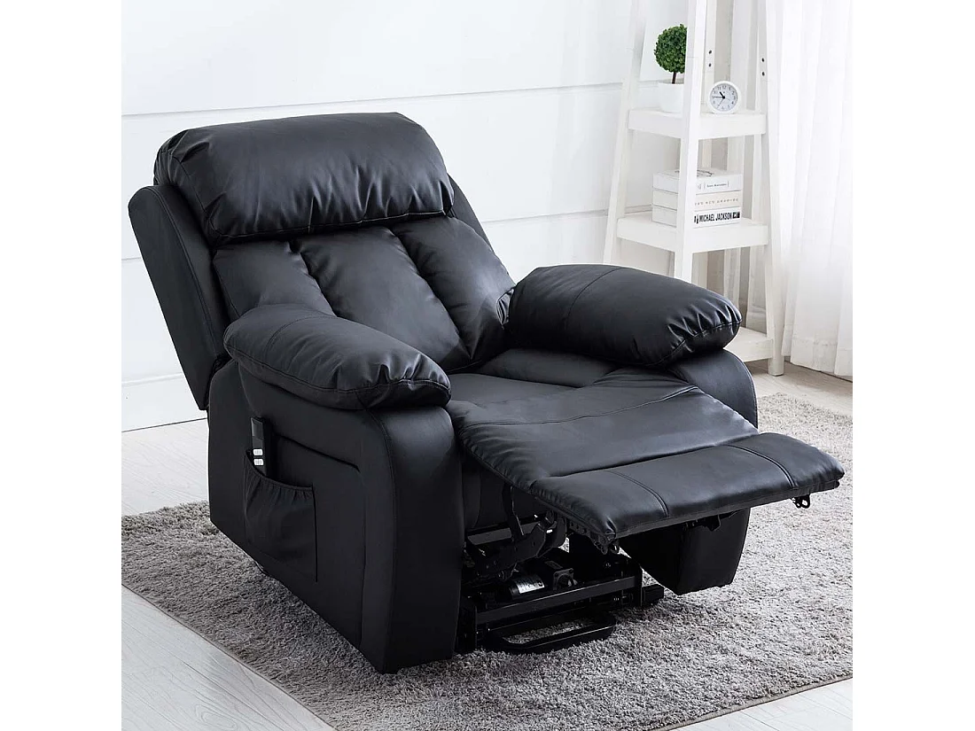 Chester Dual Motor Rise Recliner Heat and Massage Bonded Leather Chair