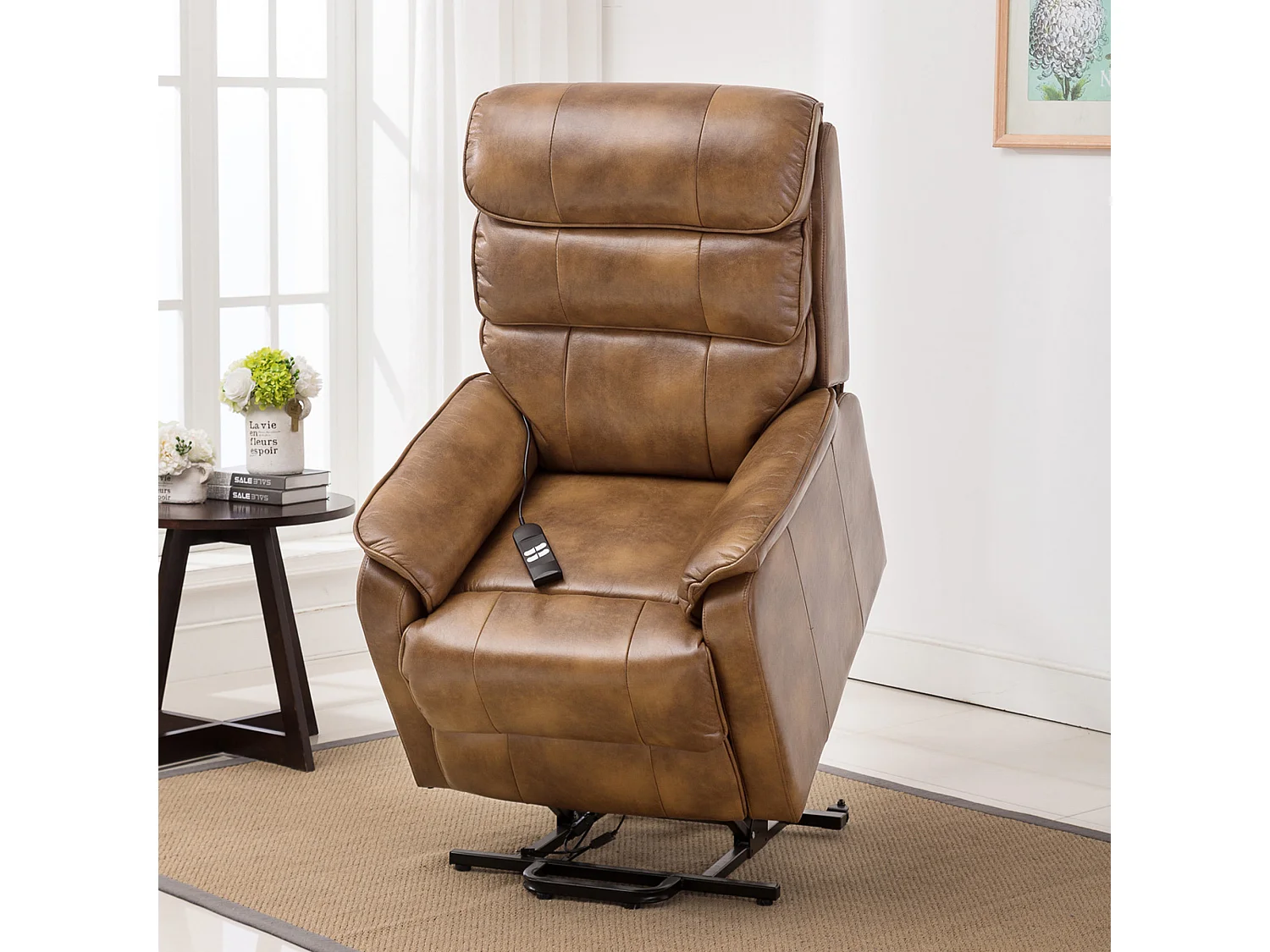 Buckingham Dual Motor Electric Rise Recliner Bonded Leather Chair