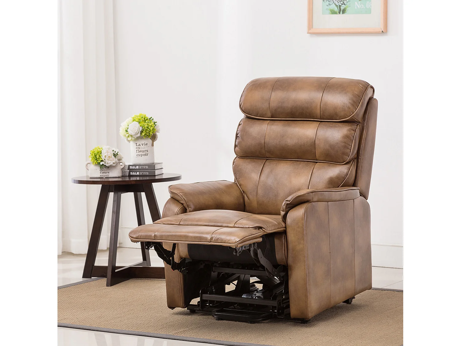 Buckingham Dual Motor Electric Rise Recliner Bonded Leather Chair